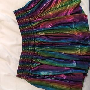 Queen of Sparkles Black Rainbow Swing Shorts Size Medium